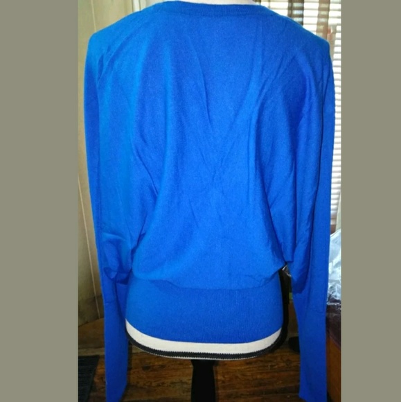 Rondina Designer Cardigan Royal Blue Loose Upper Fitted at Hips Button Up Medium - Picture 8 of 9